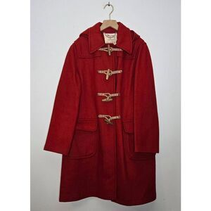 Vintage Original Duffer Coat Size 14 Wool Red Hood Winter Warm